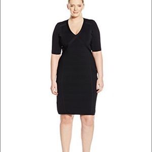 Black, plus-size, bandage dress. Adrianna Papell